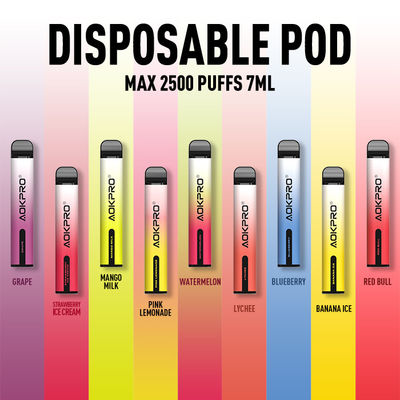 850mah 2500 Rookwolken Beschikbare Vape Pen Nicotine 2% 3% 5%