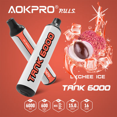 1.2ohm 6000 van het Ijs het Beschikbare Vape van het Rookwolkenlitchi de Pen 15ML Laden USB-c