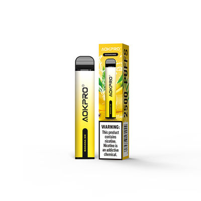 Het Aroma 850mAh Mesh Coil Disposable 2500 Rookwolken Vape 2% Nic Salt van het banaanijs