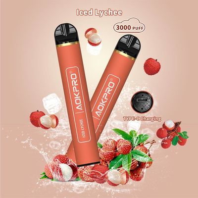 Bevroren Litchi 3000 Rookwolk Vape Pen Disposable E Cig Geen Nicotine 1.2Ohm