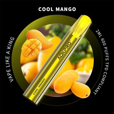 Koel Apparaat 600 Rookwolk Vape Pen Non-Rechargeable van de Mango Beschikbaar Peul